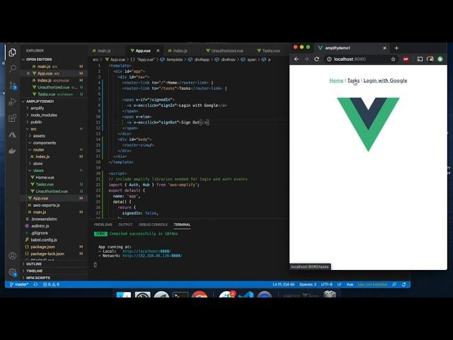 Beginner Vuejs TaskList using AWS Amplify and Federated Auth