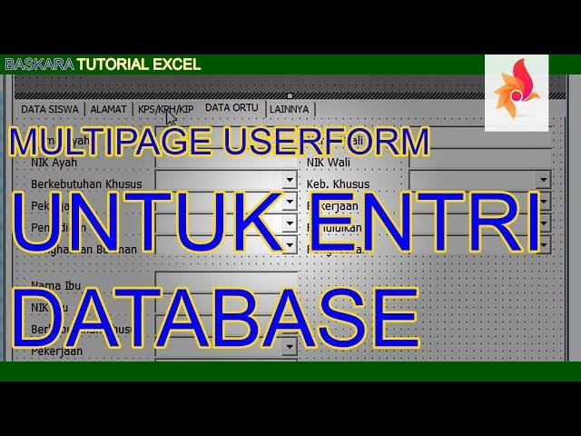 Multipage Userform excel tutorial for Database Entry