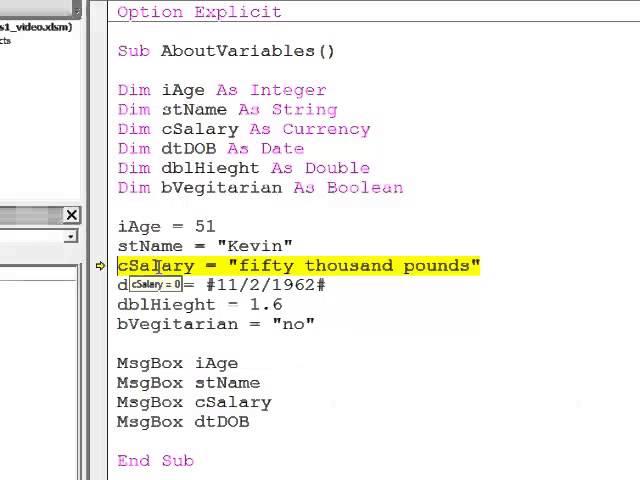 5. Introduction to Programming with VBA - Variables and Type Mismatch Errors