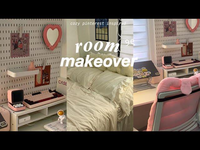 aesthetic room makeover pinterest inspired, study desk makeover, cleaning & organizing, reset vlog