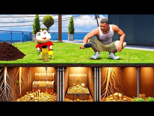 Shinchan and Franklin Search a Rare Treasure Chest in The Underground In Gta 5