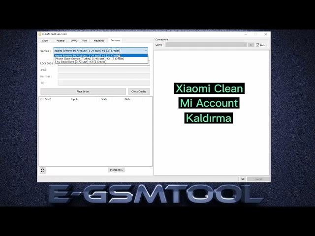 E-GSM TOOL Xiaomi Clean Mi Account Remove
