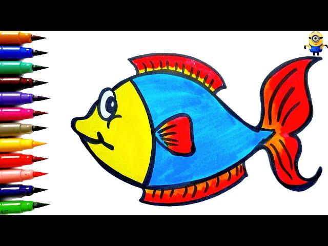 Fish drawing for kids | Fish Drawing for beginners | Kids Drawing | Easy Fish Drawing| Shark Drawing