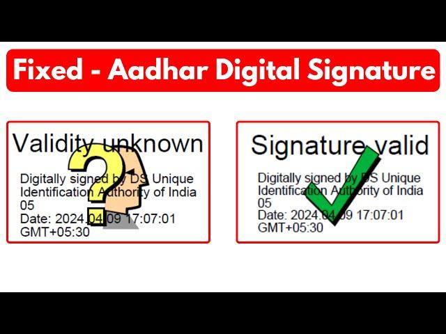 Aadhar card signature not verified problem | how to get green tick mark | signature verified aadhar