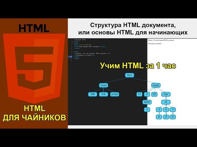 HTML Для Чайников. Структура HTML документа, или основы HTML для начинающих с нуля за 1 час