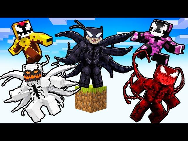 JOGANDO APENAS um BLOCO como SIMBIONTES no Minecraft! (Venom,Carnage,Anti-Venom)