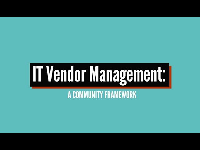 NET+: IT  Vendor Management Webinar