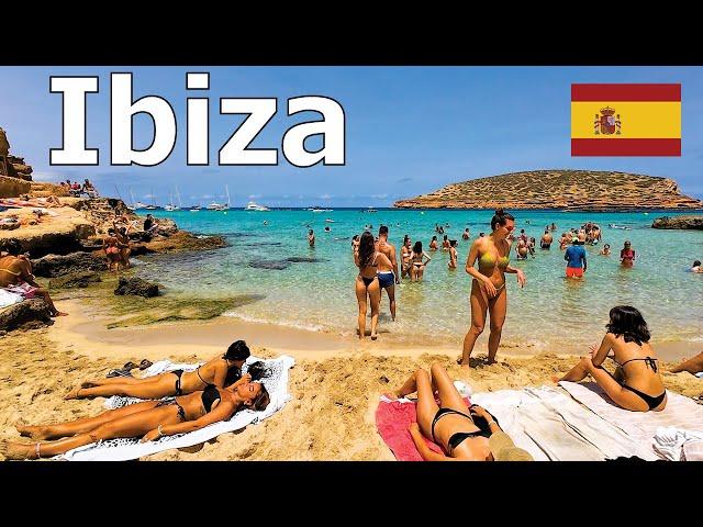 Ibiza, Spain 4K - Walking 4 Amazing Beaches in Summer 2024