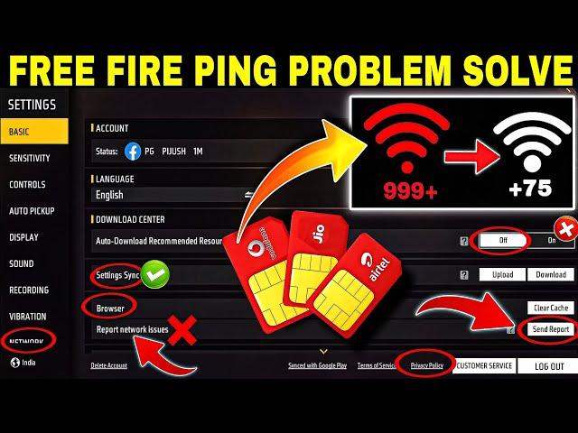 free fire ping problem solution jio sim/FF PING PROBLEM SOLVE/FF Normal Ping But Not Working/part- 2