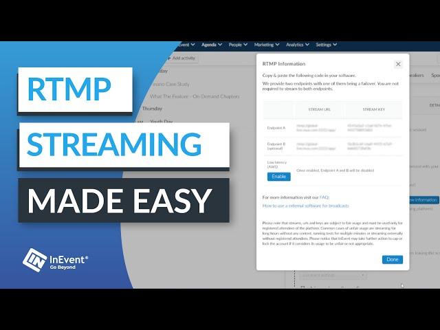 RTMP streaming made easy on InEvent