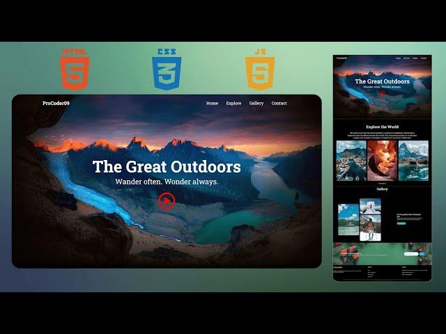 Build A Complete Responsive Travel Website Using HTML CSS And JavaScript | Step By Step Tutorial