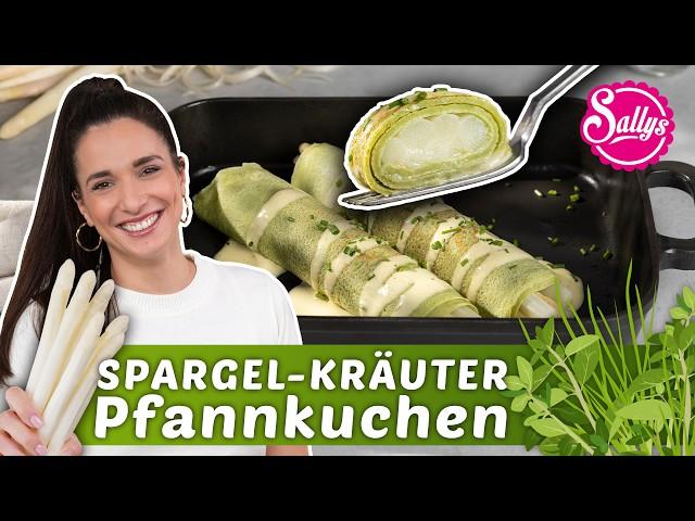 Spargel in eckigen Kräuter-Pfannkuchen aus meinem Garten