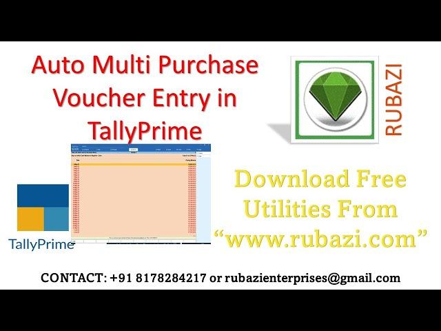 Auto Multi Purchase Voucher Entry in Tally Prime|| Rubazi