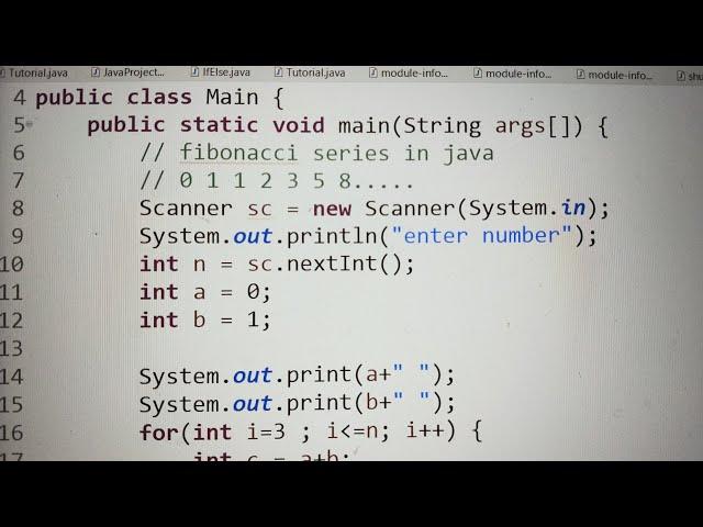 Fibonacci series program in java || java program for fibonacci series