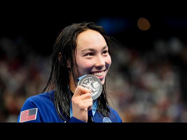 Torri Huske Gets Silver Medal in Women's 100m Freestyle at Paris Olympics (July 31, 2024)