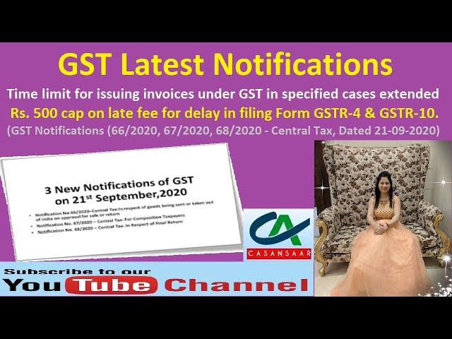 GST Notifications - Extension of time limit and Cap on late fee for delay in filing GSTR-4 & GSTR-10