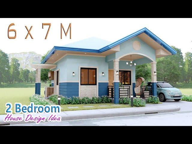 6 x 7 METERS | SMALL HOUSE DESIGN IDEA WITH 2 BEDROOM | 3D FLOOR PLAN