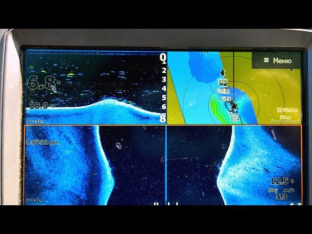 Поиск рыбы на реке эхолотом Lowrance / Эхолот крупным планом