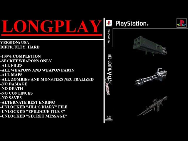 Resident Evil 3: Nemesis [USA] (PlayStation) - (Longplay | Secret Weapons Only | Hard Difficulty)