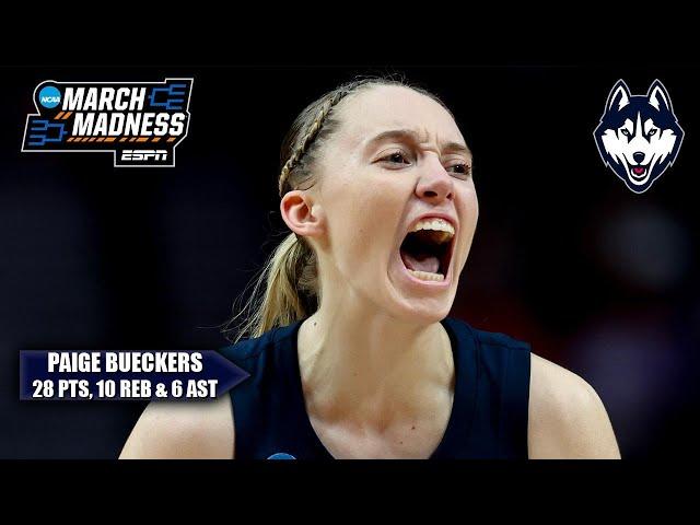 PAIGE BUECKERS TAKEOVER  28 PTS LEAD UCONN TO THE FINAL FOUR  | ESPN College Basketball