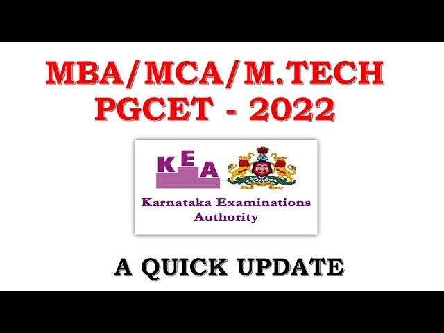 MBA/MCA/M.TECH PGCET 2022 | A Quick Update