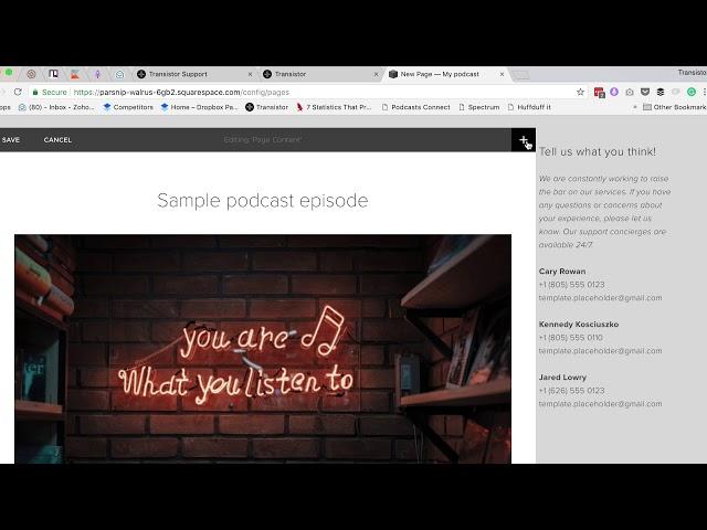 How to embed a podcast on Squarespace site