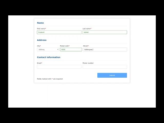 Demo: Input form with dynamic validation (jQuery, AJAX, JSON)