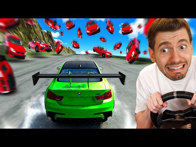 Fugindo de uma CHUVA DE CARROS no BeamNG Drive!