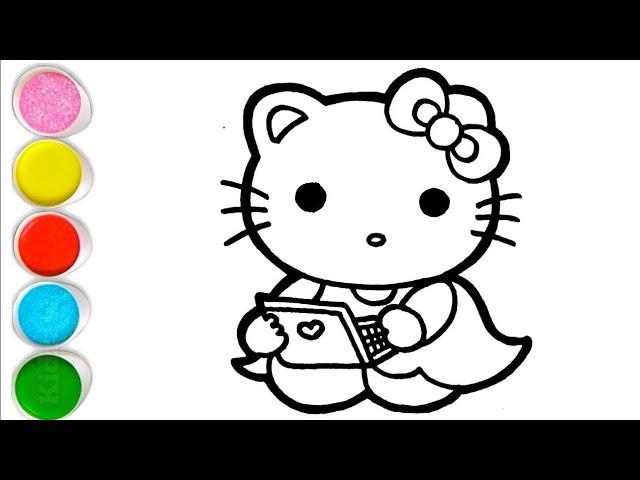 Hello Kitty with Laptop Drawing, Painting & Coloring For Kids and Toddlers_ Kids Art