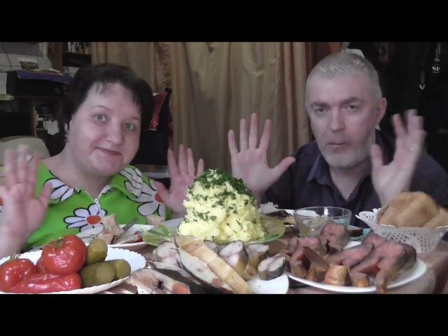 MUKBANG RUSSIA|MASHED POTATOES|SMOKED SCOMBER|ПЮРЕШКА|КОПЧЕНЫЕ:СКУМБРИЯ,ГОРБУША и КАМБАЛА| 먹방|