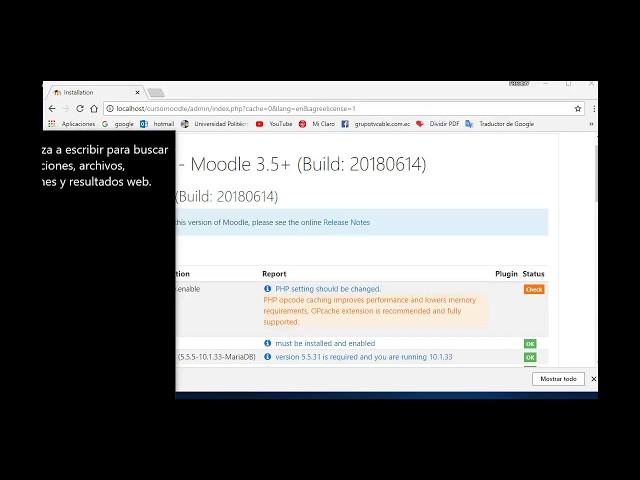 php_setting opcache.enable (Instalación - Moodle)