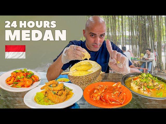 24 HOURS in MEDAN  DURIAN + NOODLES + SEAFOOD - Indonesian street food in North Sumatra