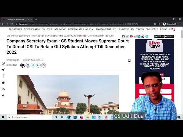 CS Student Moves Supreme Court To Direct ICSI To Retain Old Syllabus Attempt Till December 2022