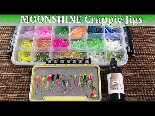 Hand-tied MOONSHINE Crappie Jigs: Close up view