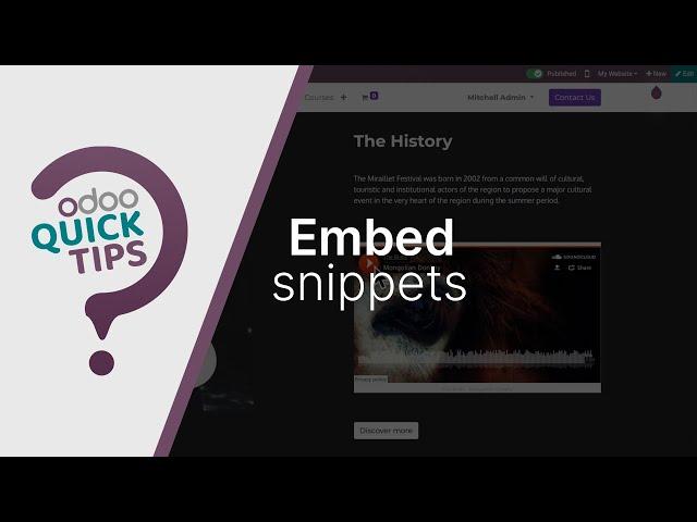 Odoo Quick Tips - Embed snippets [Website]