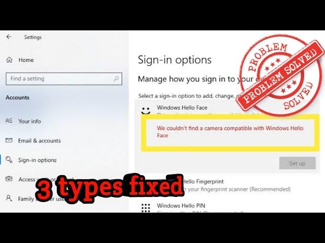 We Couldn't Find a Camera Compatible With Windows Hello Face fixed || Fingerprint Scanner Compatible