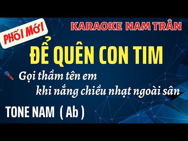 Karaoke Để Quên Con Tim Tone Nam | Nam Trân