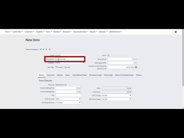 Sage Business Cloud - Accounting: Adding an Item