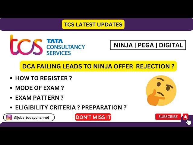 TCS DCA EXAM | NINJA , PEGA TO DIGITAL | OFFER UPGRADE | EXAM PATTERN COMPLETE DETAILS | 2023 BATCH|