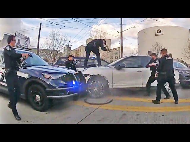 Police Bodycam Footage Shows Chase and Arrest of a Drive-By Shooting Suspect