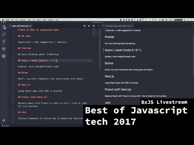 BxJS Livestream - picking "Best of Javascript tech 2017"