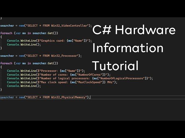 C# - Hardware Information Tutorial