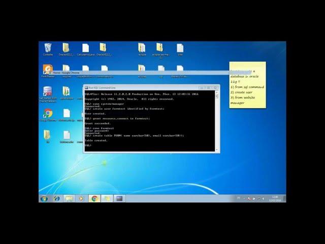 How to create a user and a database in oracle 11g