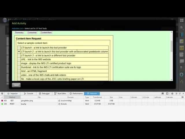 LTI Content Item with Line Item Quick Demo