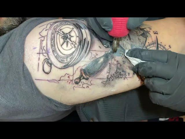 Compass tattoo time lapse