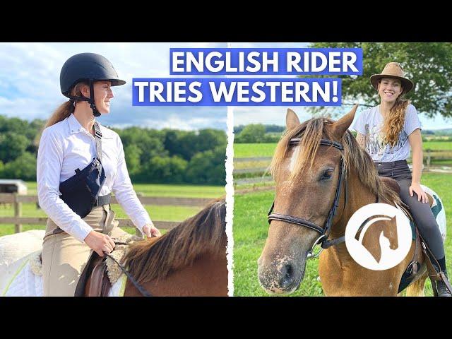 ENGLISH RIDER TRIES RIDING WESTERN