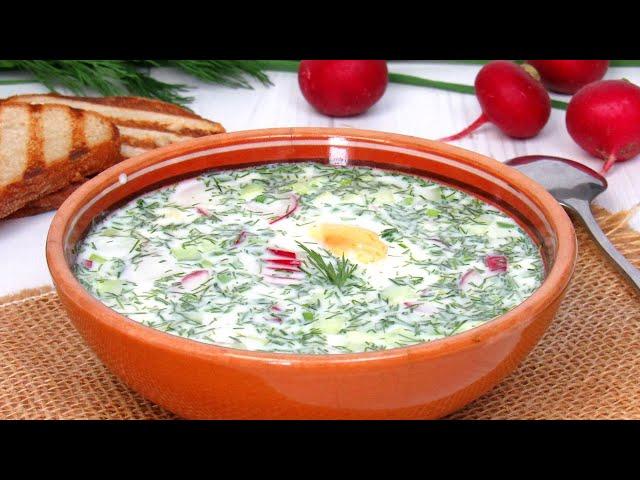 The most delicious OKROSHKA! Remember this RECIPE! Okroshka recipe on Kefir and Mineral water