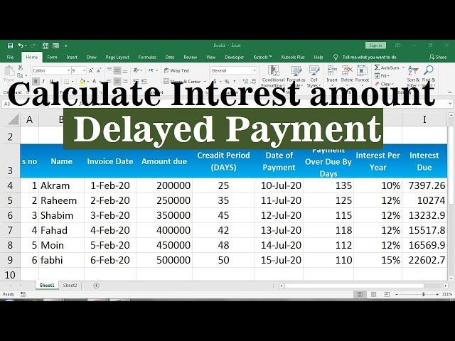 late payment interest calculator excel