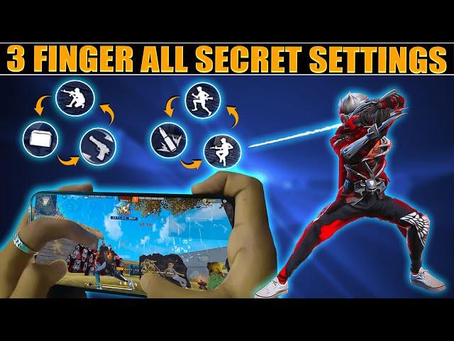 3 Finger All Secret Settings| 3 Finger Custom Hud Free Fire |3 Finger Super Movement Custom Hud