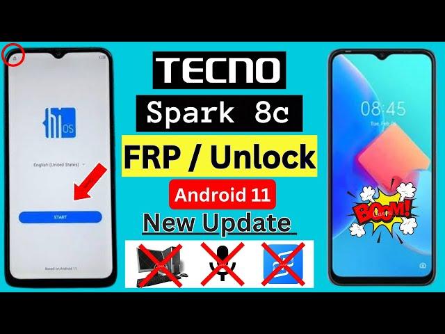 Tecno Spark 8c (KG5K) Android 11 Frp Bypass 2024 Without PC | New Security Google Account Unlock